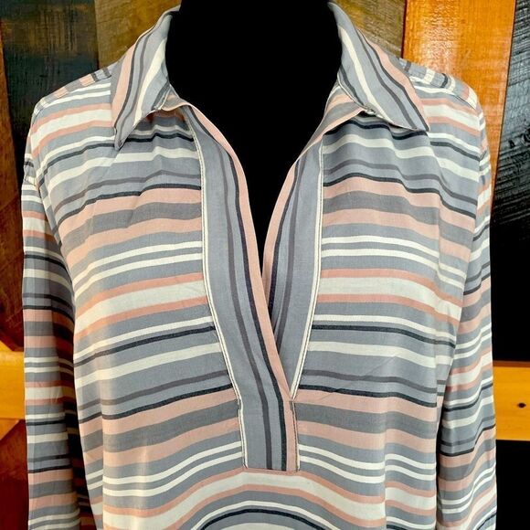 LOU & Grey v neck long sleeved striped tunic top, size S - Picture 3 of 6